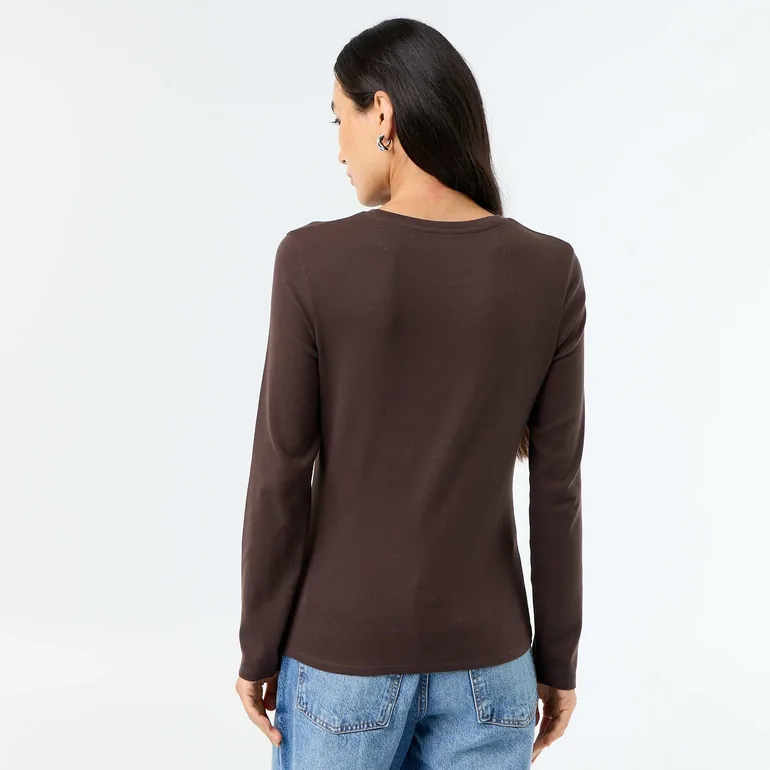 Long-sleeved T-shirt BROWN - 3