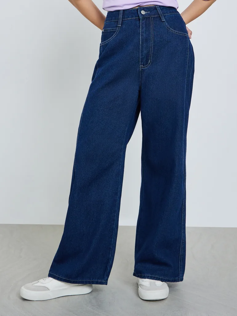 Women Barrel Fit Panelled Jeans - 1