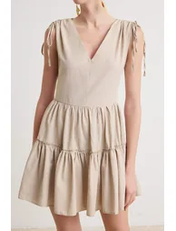 Stone Plain Short / Mini Woven Dress - 2