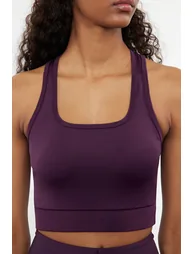 Square Neck Sports Bra with Plum Support/Shaping Back Detail - 5