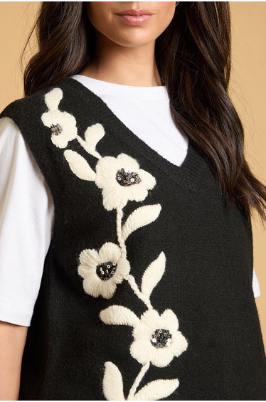 Embroidered Floral V Neck Vest Top product thumbnail 4
