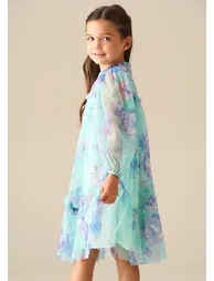 Beatrice Mint Mesh Frill Daisy Print Dress - 3