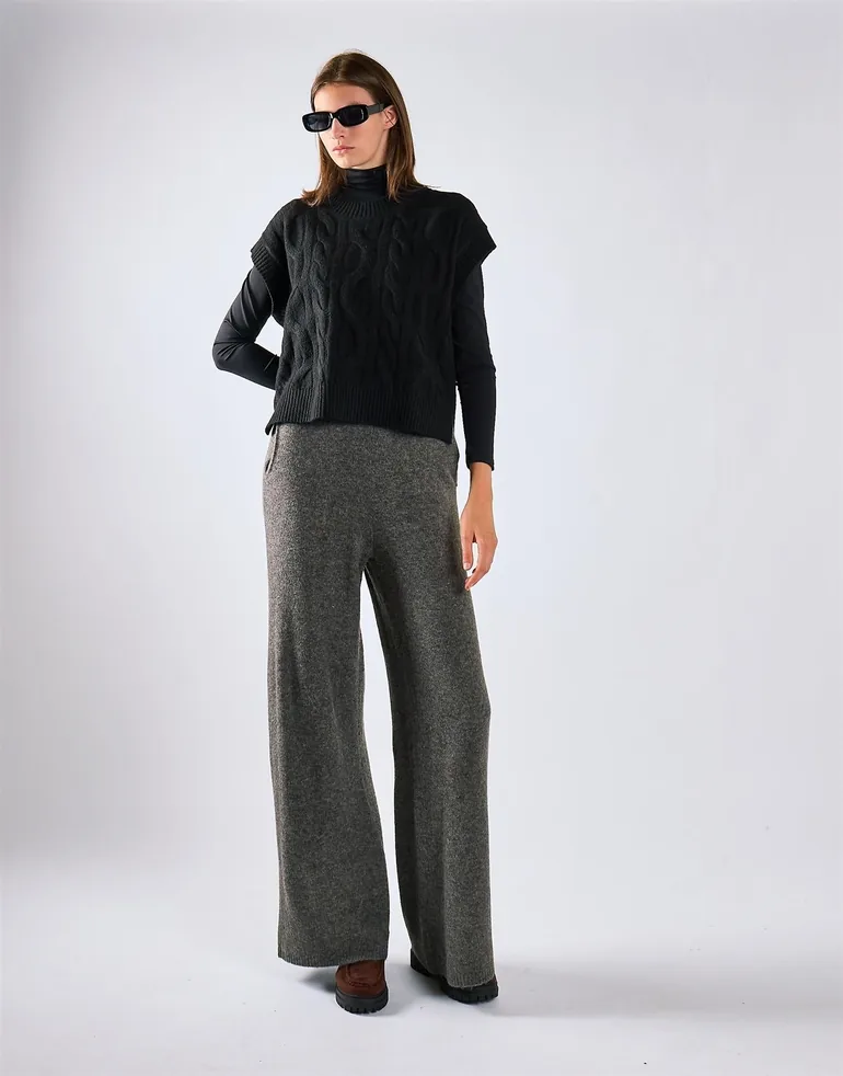 Black Cable Knit Vest Top