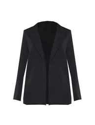 Black Oversized Drapey Button Detail Blazer - 4