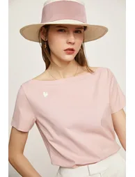 Off-shoulder embroidered tee - 2