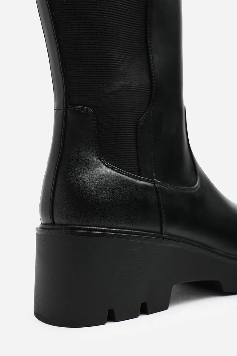 Erelia Wide Fit Stretch Panel Buckle Detail Wedge Boots - 5