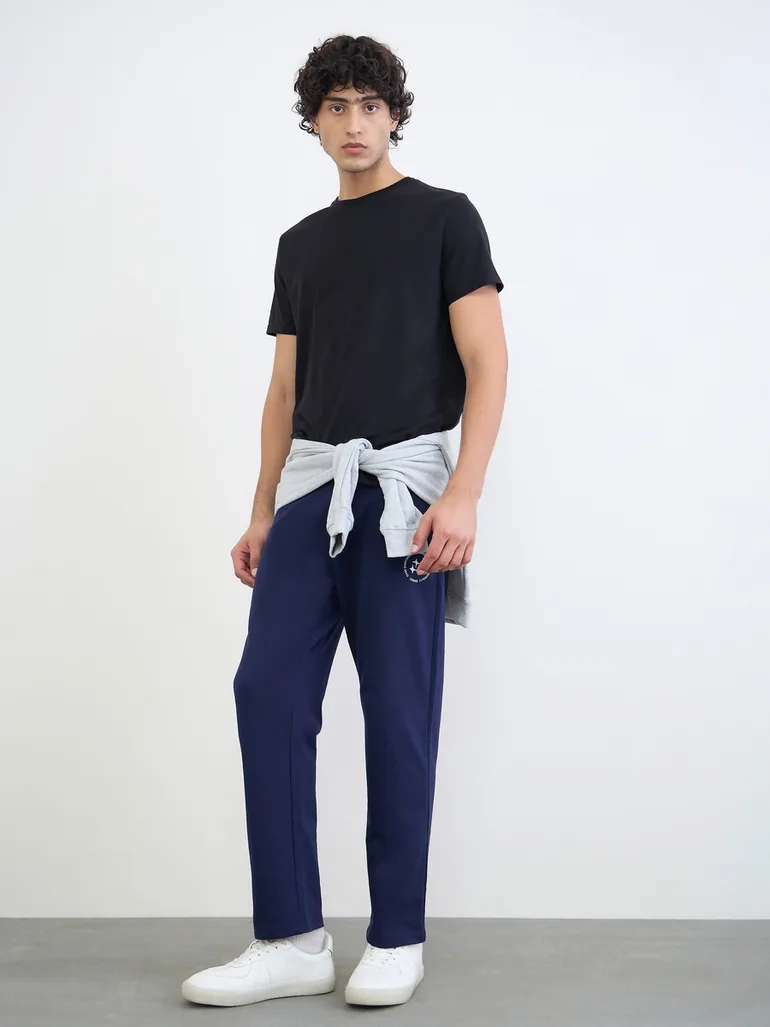 Men Relaxed Fit Cotton Blend Joggers with Side Pocket