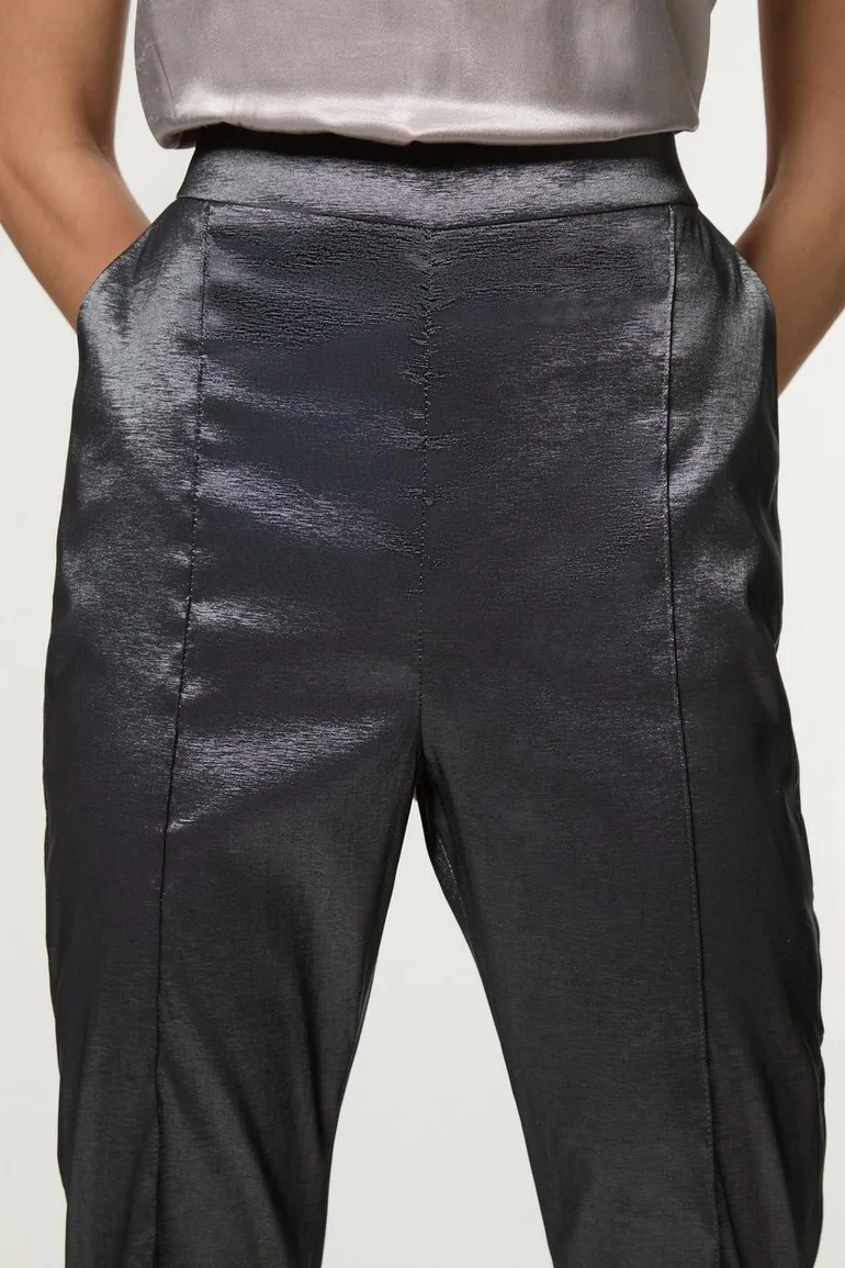Fluid Tailored Metallic Straight Leg Trousers - 2