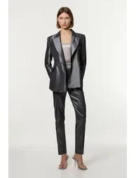 Fluid Tailored Metallic Straight Leg Trousers