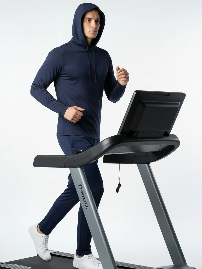 Men Navy Blue Long Sleeve Hoodie - 5