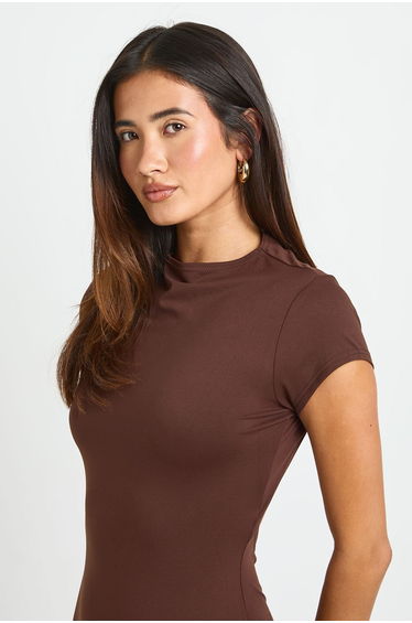 Basic Supersoft Cap Sleeve Backless Midaxi Dress - chocolate product thumbnail 4