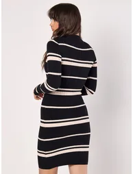 Stripe Ribbed Knit Mini Dress - 1