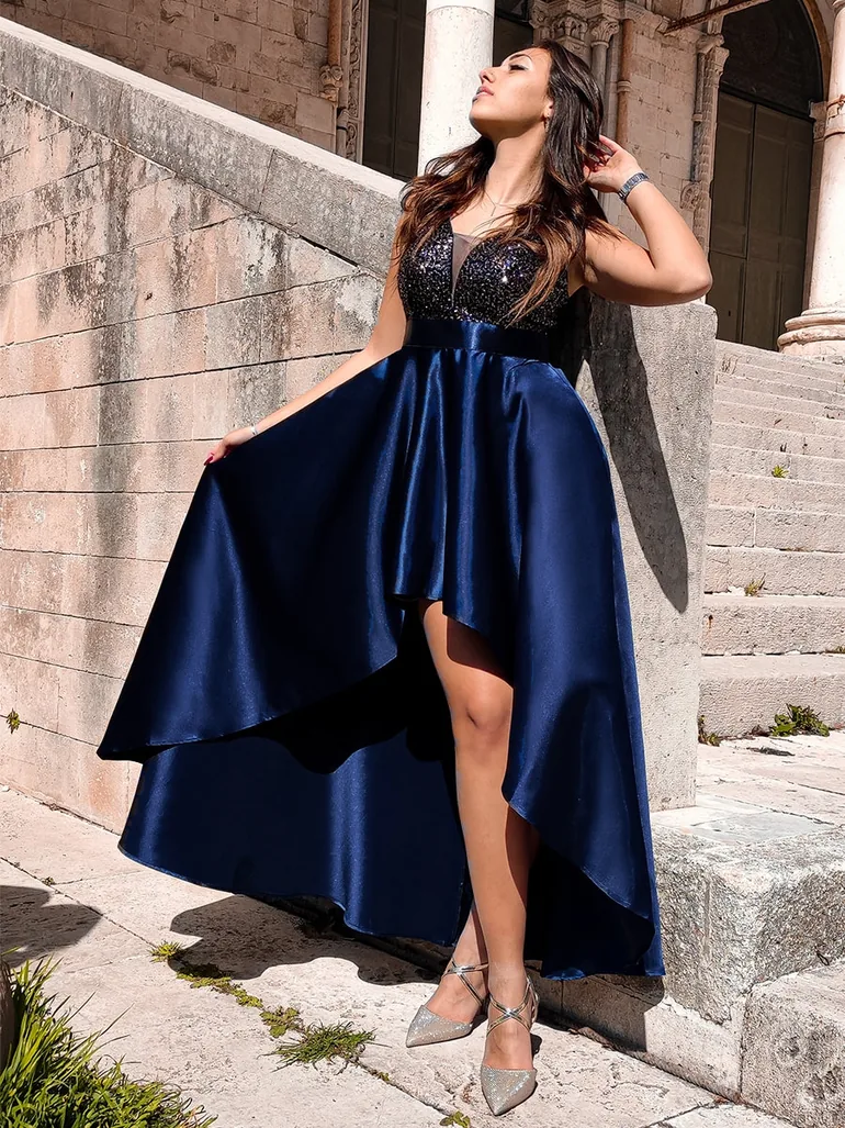 ever ALYNA|Sparkly Bodice High Low Prom Dresses for Women - 4