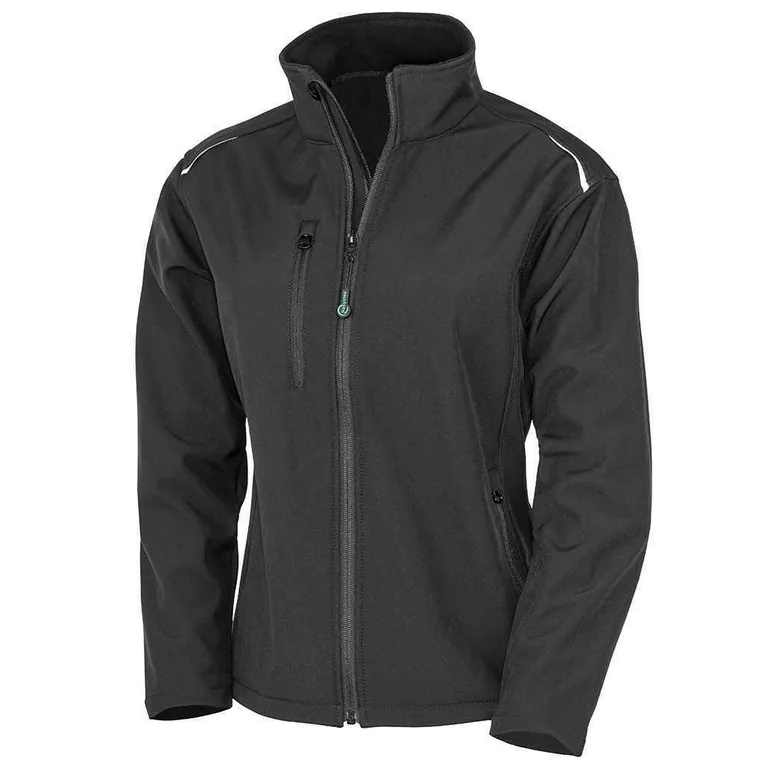 Result Genuine Recycled Womens/Ladies Printable Three Layer Soft Shell Jacket - Black