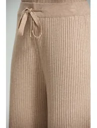 Ribbed Knit Pants with Drawstring - 1