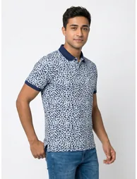 Blue Printed Polo - 1