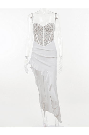 Aizen Lace Asymmetric Ruffle Midi Dress product thumbnail 4