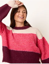 Striped Round Neck Knit Jumper - 3