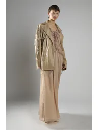 Sand Pu Belted Fringe Longline Jacket