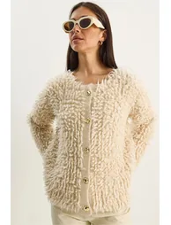 LUCCI Textured Button-Up Cardigan - 2