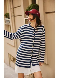 STRIPED CARDIGAN WITH GOLD BUTTONS - 6