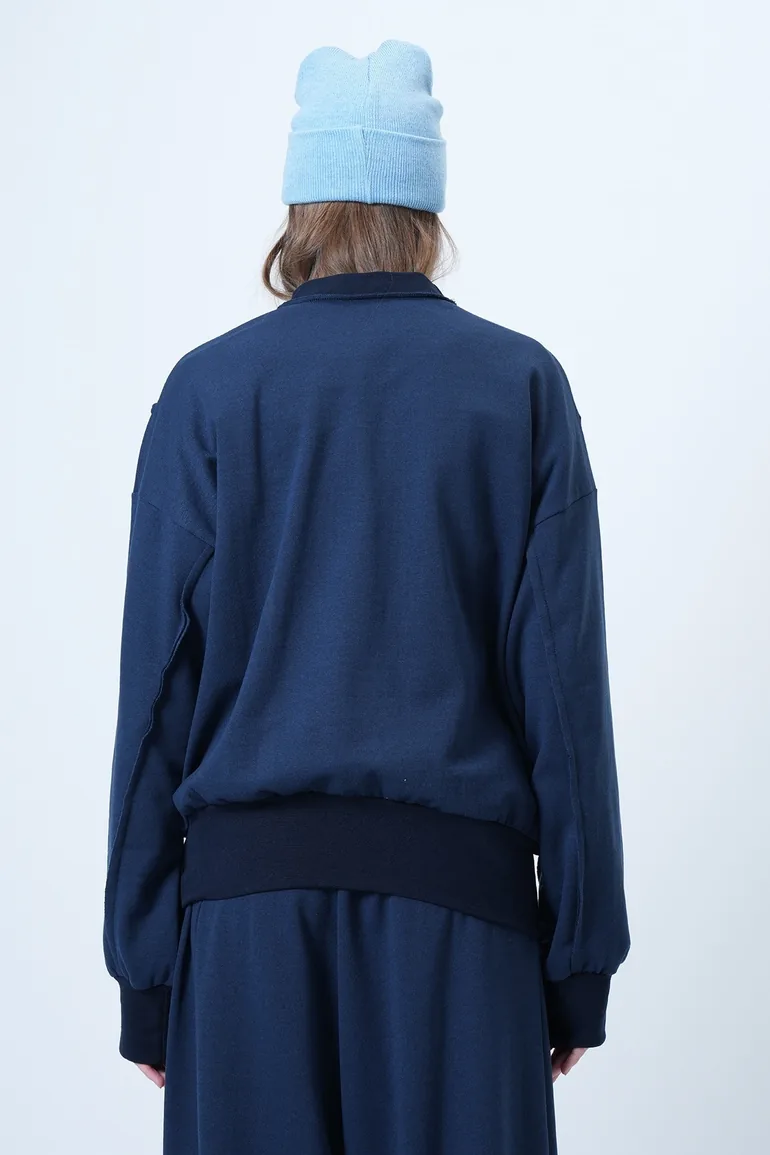 Women's indigo stitch detailed oversize design sweatshirt - 5