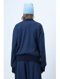 Women's indigo stitch detailed oversize design sweatshirt - 5