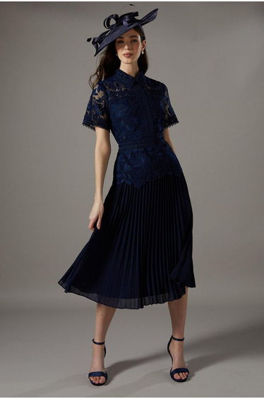 Lace Top Pleated Dress