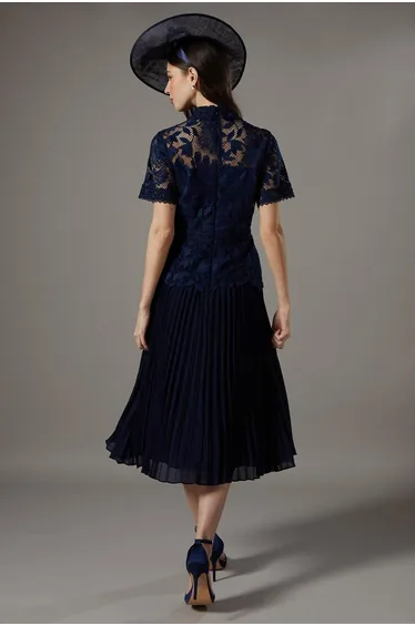 Lace Top Pleated Dress