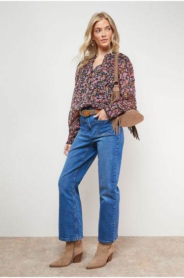 Printed Chiffon Button Through Blouse