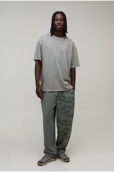 Balloon Fit Camo Washed Loopback Jogger - khaki