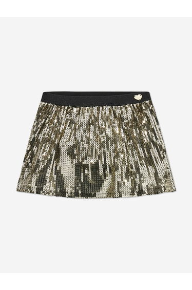 Girls Sequin Mini Skirt in Gold