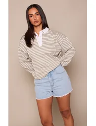 Petite Light Blue Wash Frayed Hem Denim Shorts - 1