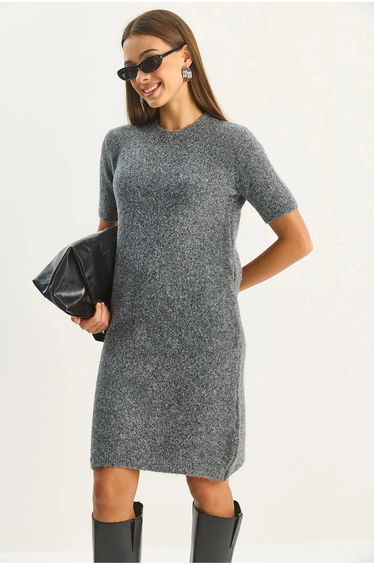 LUCCI Knit Midi Dress with Crew Neck