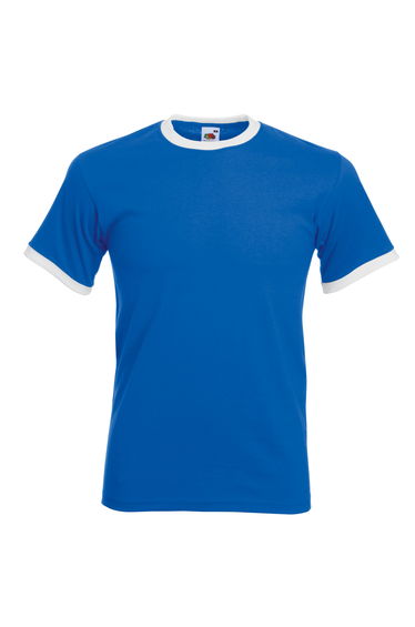 Fruit Of The Loom Mens Ringer Short Sleeve T-Shirt - Royal/White