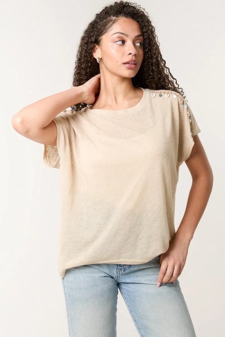 Shell Trim Oversized Top