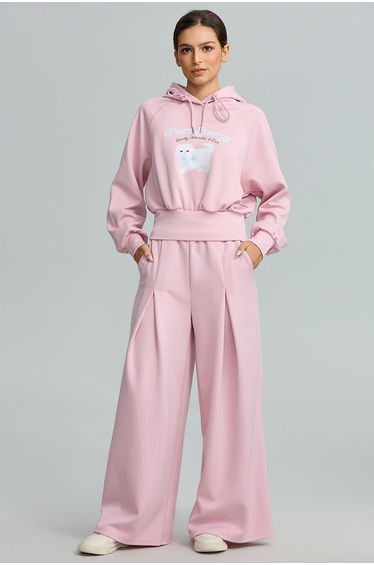 Wide Leg Pants With Front Pleats