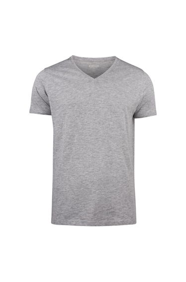 James Harvest Mens Whailford V Neck T-Shirt - Grey Melange
