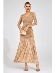 Cissi Apricot Printed Maxi Dress - 1