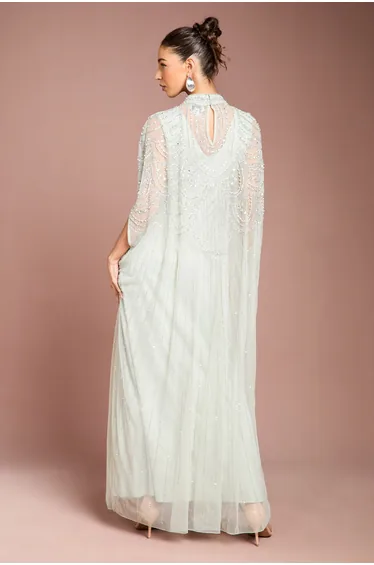 Heavily Embellished Chiffon Midi Dress