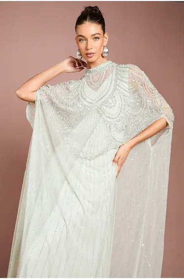 Heavily Embellished Chiffon Midi Dress