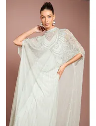 Heavily Embellished Chiffon Midi Dress - 1