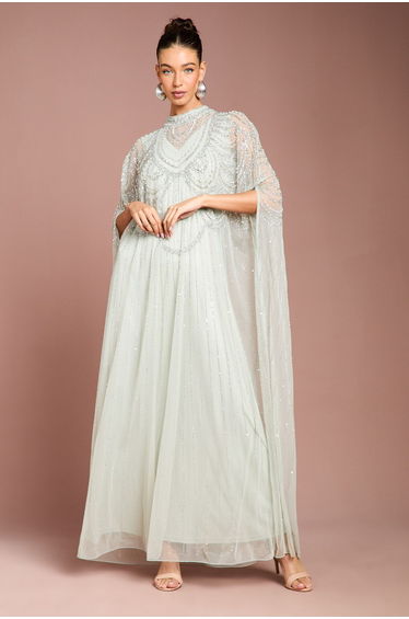 Heavily Embellished Chiffon Midi Dress