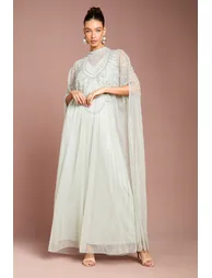 Heavily Embellished Chiffon Midi Dress