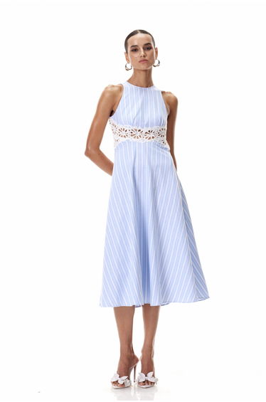 Caeso Sleeveless Stripe Cutout Dress