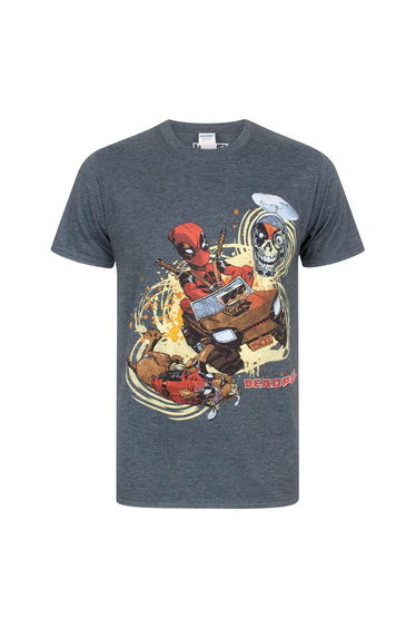 Marvel Deadpool Mens 4x4 T-Shirt - Charcoal