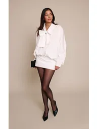 White Tie Detail Slouchy Shirt Dress