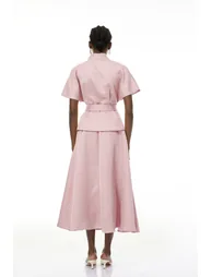 Johanna Pink Self-Tie Blouse & Skirt Set - 4