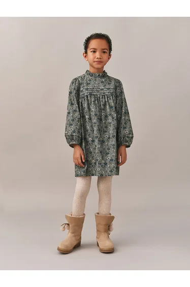 Girls Floral Topaz Dress in Green