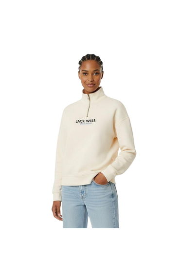 Jack Wills Womens/Ladies Honeylane Half Zip Sweatshirt - Vintage White